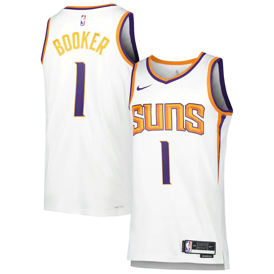 Men Phoenix Suns #1 Devin Booker Nike White Association Edition 2022-23 Swingman NBA Jersey